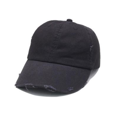 China COMMON Unstructure Customized Worn LOGO Plain Black Cotton Baseball Cap for sale