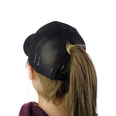 China Messy Ponytail Mesh Trucker Baseball Cap Adjustable High Pony JOINT Hat Bun for sale