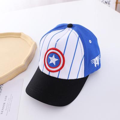 China New Wholesale COMMON Custom Logo Unisex Striped 5 Panel Sports Hats Embroidery Kids Baseball Cap Cartoon for sale