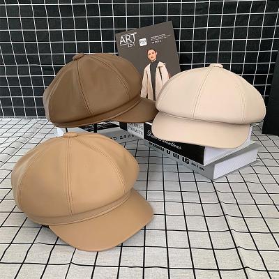 China New Fashion Autumn Winter Custom Leather Retro Beret Hat Women COMMON Classic Beret Hat for sale