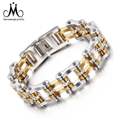 China Fashion Fashion Bike Motorcycle Chain Link Bracelets Gold Plated Mens Jewelry Set for sale