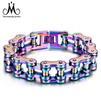 China High Polish Colorful Stainless Steel Motorcycle Men's Bracelet Bike Chain for sale