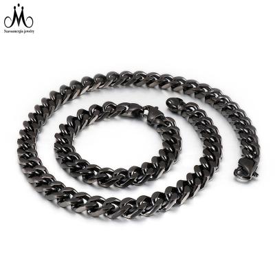 China Fashionable Stainless Steel Jewelry Black Necklace Bracelet Custom Design Width 12MM for sale