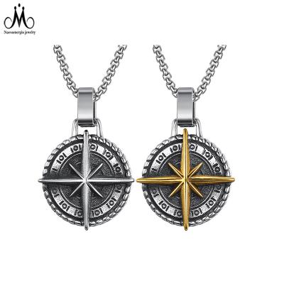 China New Style Pendant Men's Stainless Steel Necklace Personality Retro Hip Hop Compass Hip Hop Necklace Punk Pendant for sale