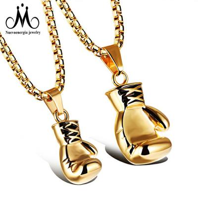 China Stainless Steel Couple Boxing Gloves Custom Stainless Steel Pendant Necklace Chain Jewelry Accessories for sale