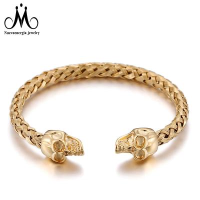 China 316 Stainless Steel Gold Plated Luxury Mens Hip-Hop Mens Viking Jewelry 18K Skull Bracelet for sale