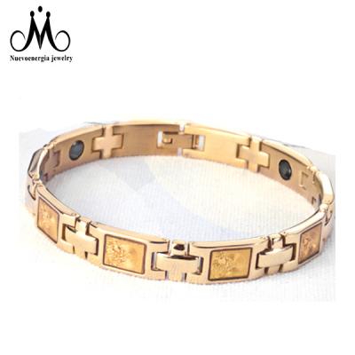 China Dubai Organic Stainless Steel Gold Plating Luxury Magnetic Bracelet for sale