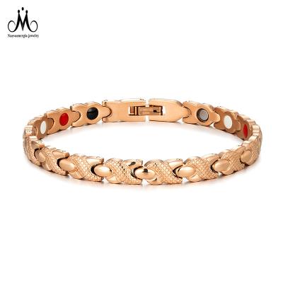 China Elegant Rose Gold Germanium Steel Bracelet Stainless Steel Single Row Magnetic Bracelet Women for sale