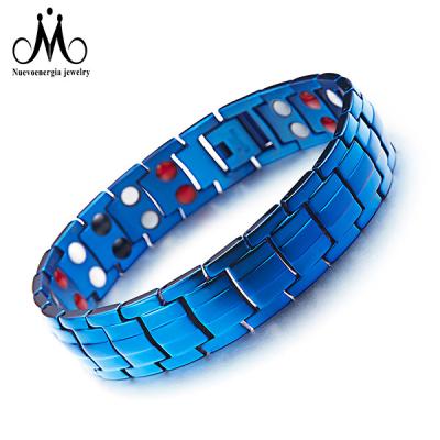 China Titanium Blue Plated Custom Titanium Jewelry Health Magnetic Bracelet for sale