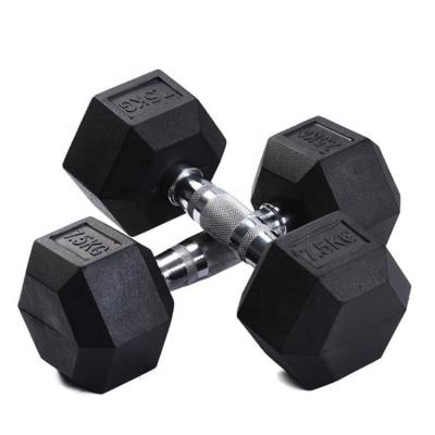 China Durable Hot Sale 2.5kg-50kg Hex Dumbbells Gym Rubber Weightlifting Rubber Dumbbell Set Black Rubber Hex Dumbbells for sale