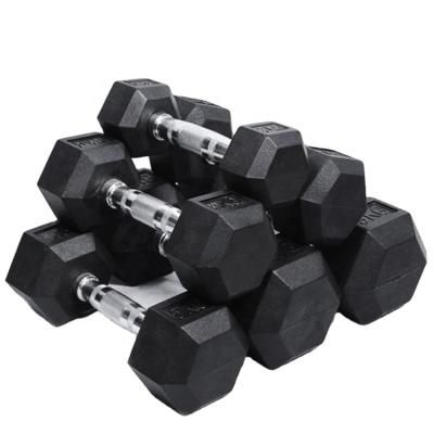 China Black Rubber Hex Dumbbell 2.5-50kg Gym Equipment Durable Hex Dumbbells Dumbbell Set For Weightlifting for sale