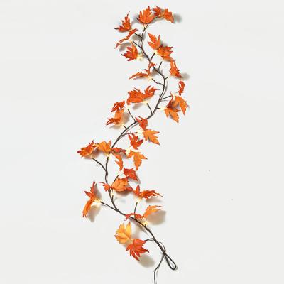 China LED Garland Fall Decoration Lit Battery Operated Maple Garland Lights for sale