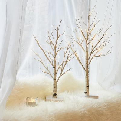 China Decorative warm white Christmas tree twig light birch tree birch tree artificial wedding tree table light for sale