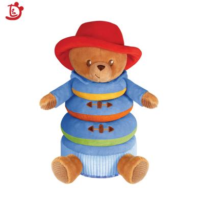 China Cute Plush Toy Educational Stacking Ring Baby Animal Super Soft Teddy Bear Puzzle Ring Stacking Toy Cute Doll Birthday Gifts for Toddlers for sale