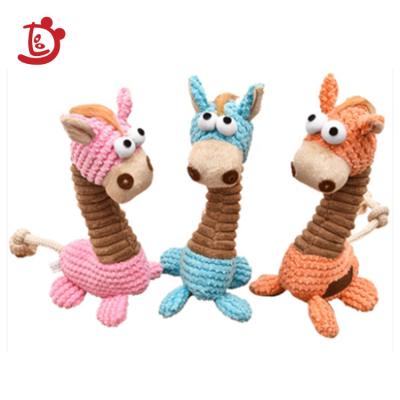 China Non-Toxic Plush Giraffe Train Stuffed Squeaky Dog Chew Toy For Puppy Play for sale