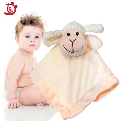 China High Quality Plush Juguete Bebe Seguridad Para de Manta Animal Head Stuffed Plush Baby Comfort Solid Security Blanket for sale