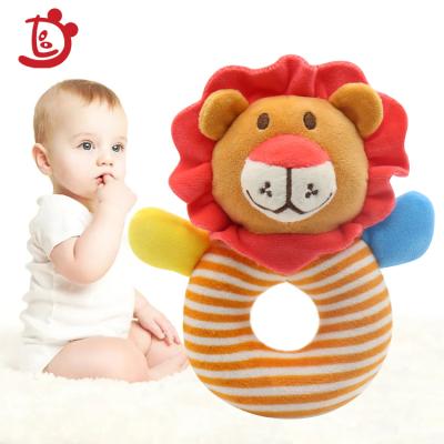 China Soft Toy Cartoon Rabbit Elephant Lion Bear Monkey Stick Baby Hand Rattle Soft Stuffed Animal Rattle Toys for sale