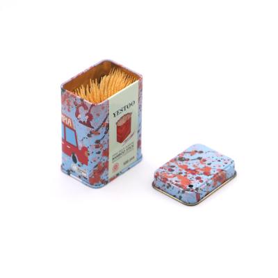 China Recyclable Metal Food Safe Household Portable Tin Container Toothpick Holder For Packaging for sale