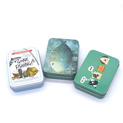 China Recyclable Portable Empty Rectangular Tin Cans Household Storage Box Hinged Lid Metal Tin For Candy Key Earrings for sale