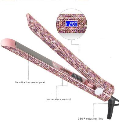 China 4-level Smart Straightening Modes 2021 Hot Sale LCD Show Bling Bling Hair Flat Irons Titanium Tourmaline Hair Straightener With Temperature Control for sale