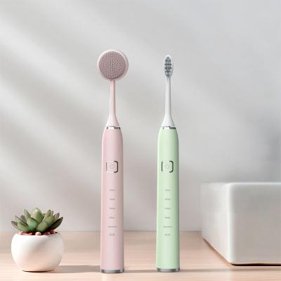 China Battery Operated 2 In 1 Electric Automatic Teeth Brush For Brushing Teeth Washing Face Cleaner Brush Smart ElectricToothbrush Facial for sale