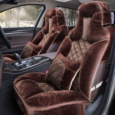 China Fashion head manufacturer design plush wool leather car seat cover for universal auto seats for sale