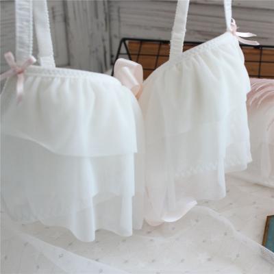 China QUICK DRY Japanese silk bowknot bud ribbon elegant pure and fresh and pure color no rims soft bra set for sale