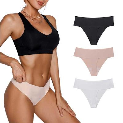 China Non-marking Antibacterial Thong Women's Low Waist Women's Ice Silk Underwear Breathable Underwear for sale