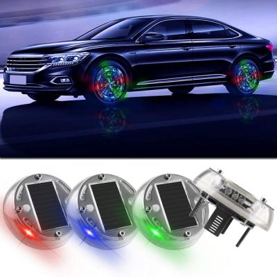 China Car Decoration Universal 12 LED Car Tire Wheel Lights Colorful Solar Powered Car Wheel Hub LED Turn Signal Light with Motion Sensors for Car for sale