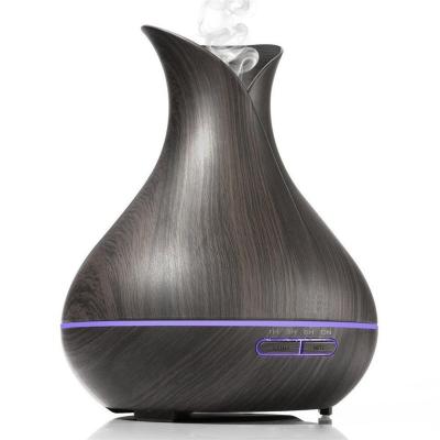 China 2021 Hot Sale Household Christmas Vase Shaped Wood Grain 550ml Ultrasonic Electric Aroma Essential Oil Scented Diffuser for sale