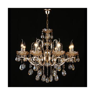 China Traditional Luxury Large Crystal Chandelier Hotel Lobby K9 Amber Crystal Chandelier for sale