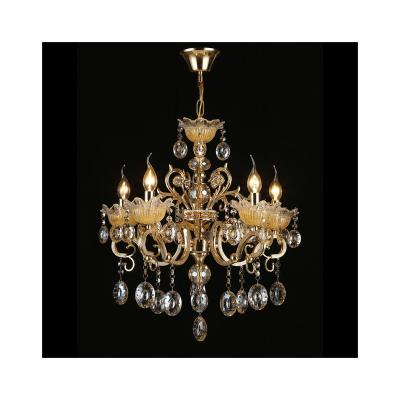 China Traditional Luxury Large Crystal Chandelier Hotel Lobby K9 Amber Crystal Chandelier for sale