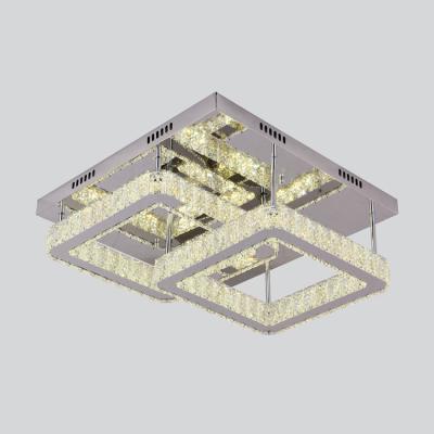 China Surface Mounted Luxury Crystal Ceiling Light Two Layer Color Changeable Square for sale