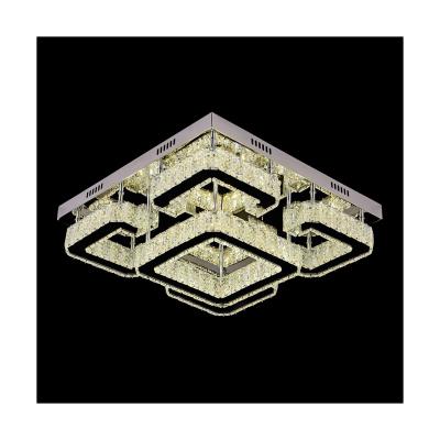 China Surface Mounted Luxury Crystal Ceiling Light Two Layer Color Changeable Square for sale