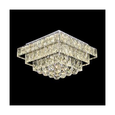 China Surface Mounted Ceiling Light Multilayers Square Luxury Crystal Color Changeable for sale