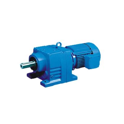 China Two Or Three Stages Helical Bevel Gear Reducer Foot Mounted R Series In-Line Geared Motor for sale