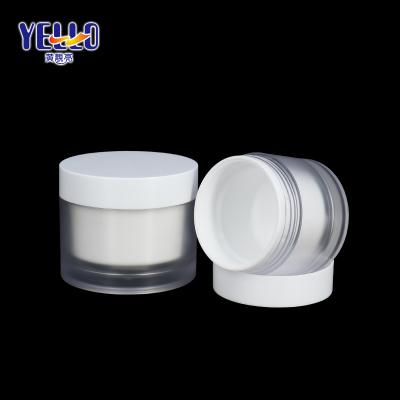 China Personal Skin Care Packaging 50g 100g Frosted Clear Plastic Jars Matte Cosmetic Jar Double Wall Face Cream Jar for sale