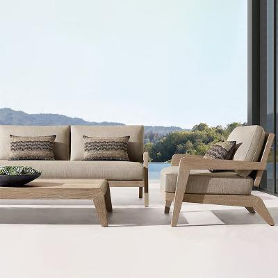 China Modern Luxury Outdoor Wood Teak Rope Sofa Set For Outdoor Garden Patio Garden Villa for sale