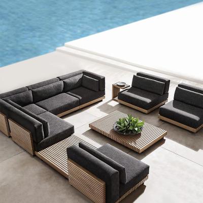 China Customized Modern Outdoor Teak Wood Furniture Outdoor Sofa Set Corner Sofa Set Teak Wood Sofa For Outdoor Garden Patio for sale