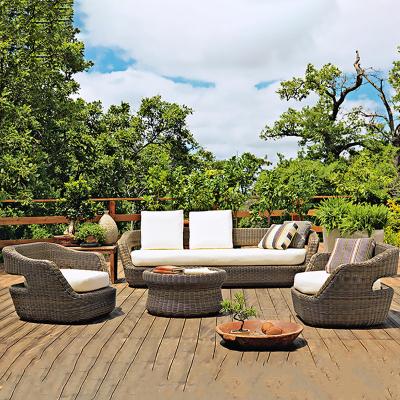 China Modern Modern Outdoor Rattan Wicker Sofa Set With Table For Outdoor Garden Patio Garden Villa for sale