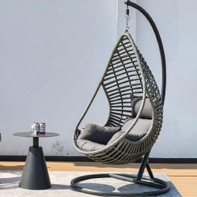 China New Modern Design Outdoor Hanging Sofa Seat Aluminum Frame Wicker Weave Balcony Double Sided Swing Chair for sale