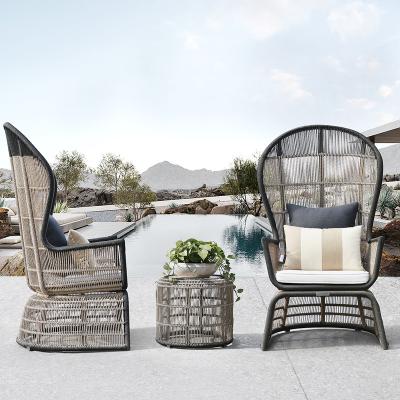 China Valencia High Back Chair Table Living Room Side Furniture Sofa Set Rattan Outdoor Chairs Modern Rattan Two Sets And Table for sale