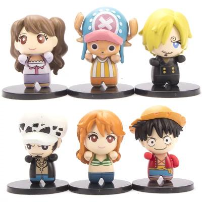 China Decoraive Q version ONE PIECE animation doll movable cake decoration 6 pieces/running Luffy Cleaver figure toy for sale