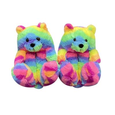 China Fashion Trend Multicolor Teddy Bear Slippers Cute Animal Plush Sports Shoes Kids Plush Slippers With High Quality for sale