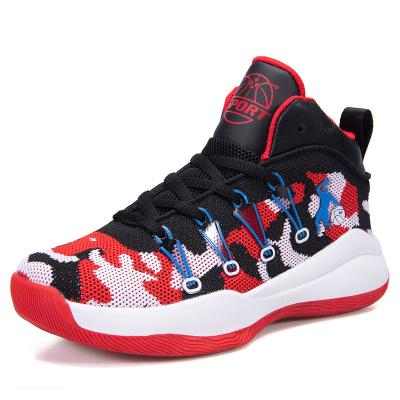 China Shock Absorption Sports Shape Kids Basketball Shoes Knit Soft Coating Cushioning Wear Resistant TPU Sole Outdoor Basketball Shoes for sale