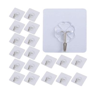 China Jutye Bathroom Kitchen Wall Viable Plastic Transparent Towel Hook Adhesive Hook for sale