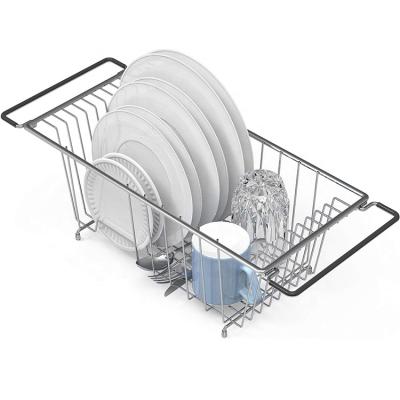 China Durable Jutye Rustproof Stainless Steel Metal Over The Dish Drainer Sink Dish Rack Copper Sink Cart for sale