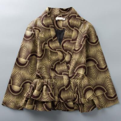 China Breathable Custom Made Wax Print Fabric African Clothes Plus Size Women Jacket With Lining for sale