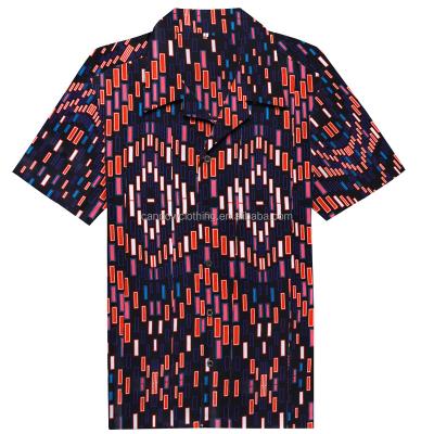 China Viable Hot Sale Colorful Shirts African Graphic Pattern Wax Print 100% Cotton Mens Clothing Wholesale for sale