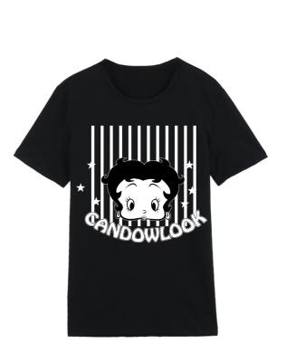 China Betty Boop Vintage Breathable Custom T-Shirts Black 100% Cotton Unisex T-Shirt for sale